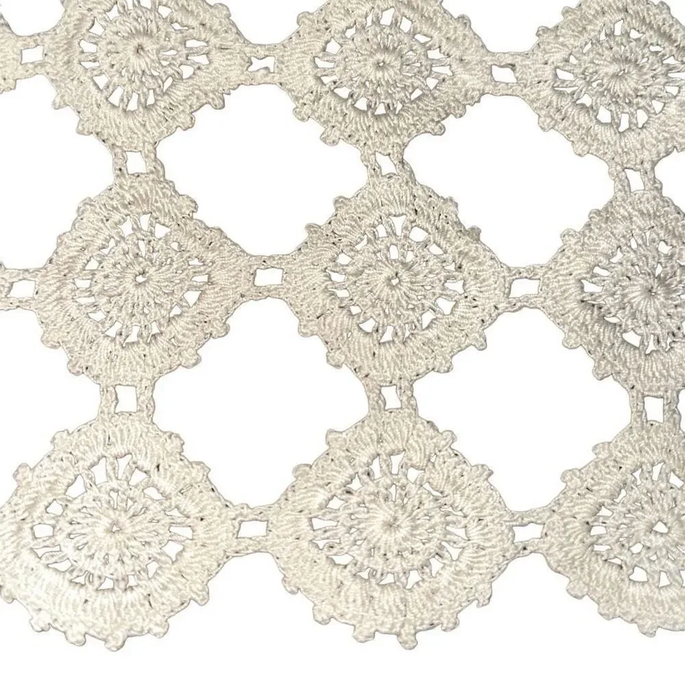 3 Antique Handmade Beige Crochet Rectangle & Square doilies ￼ 22”x 10”/10”x10”